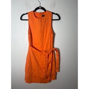 MNG Orange Linen Wrap Skirt Mini Dress Sz m